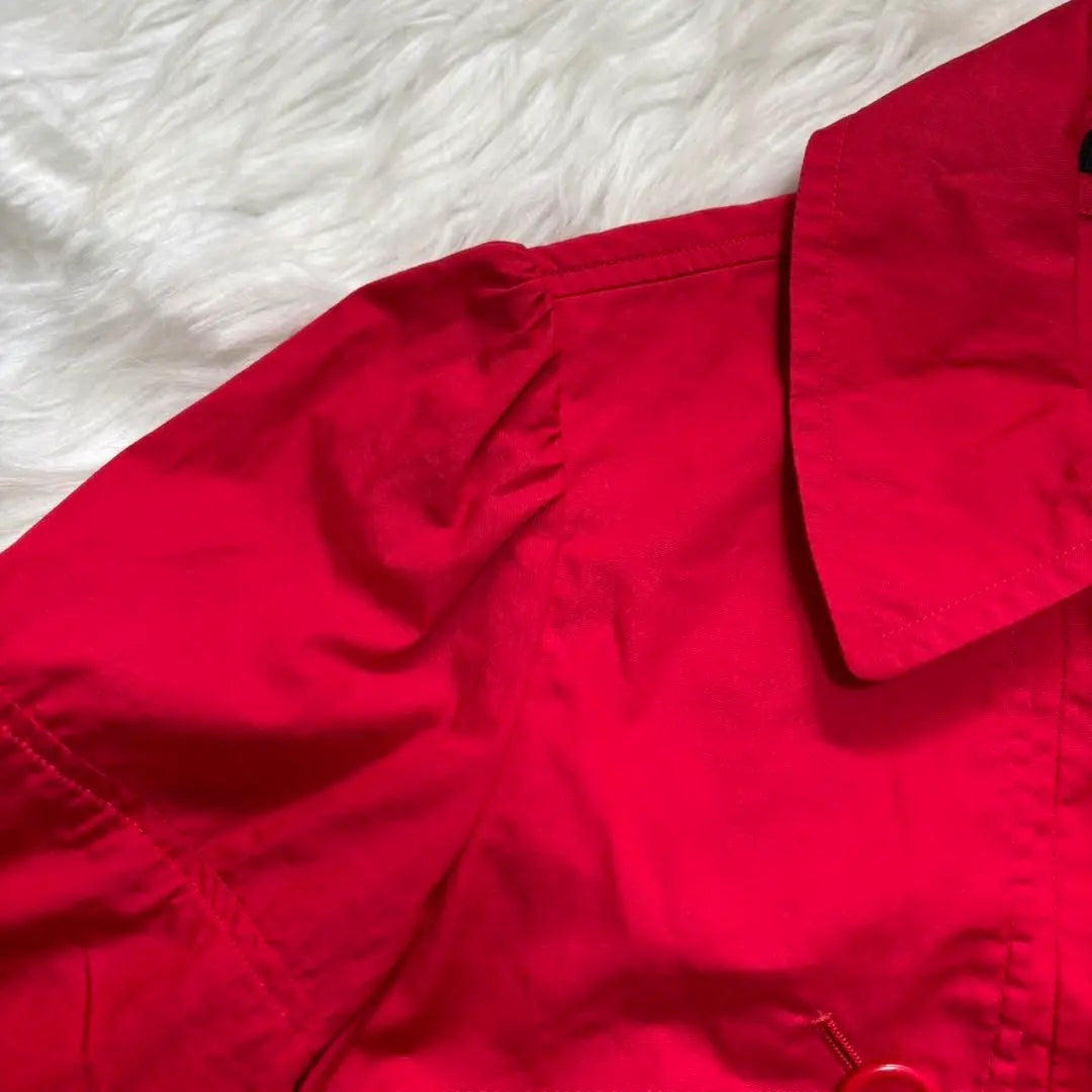 moussy trench coat style dress (1) red, flashy color, cotton, five-part sleeve