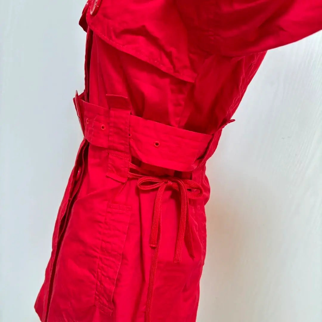 moussy trench coat style dress (1) red, flashy color, cotton, five-part sleeve