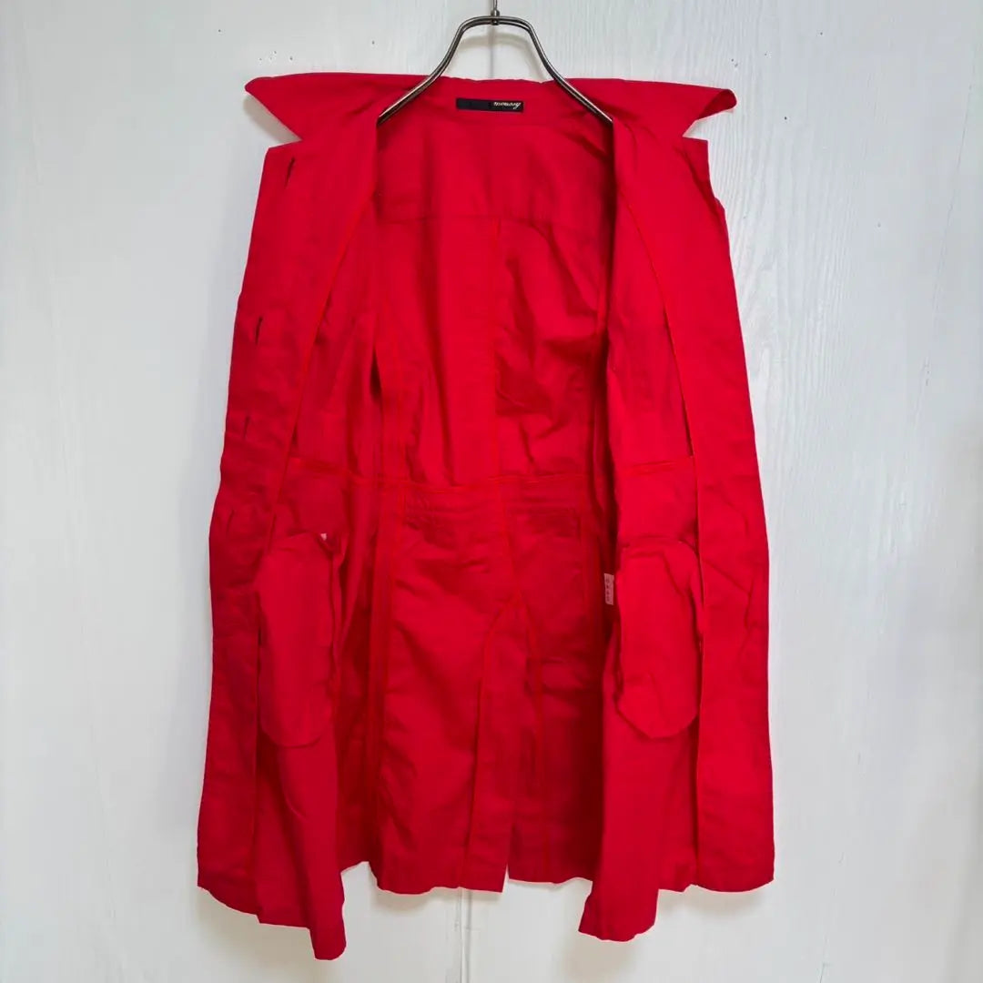 moussy trench coat style dress (1) red, flashy color, cotton, five-part sleeve