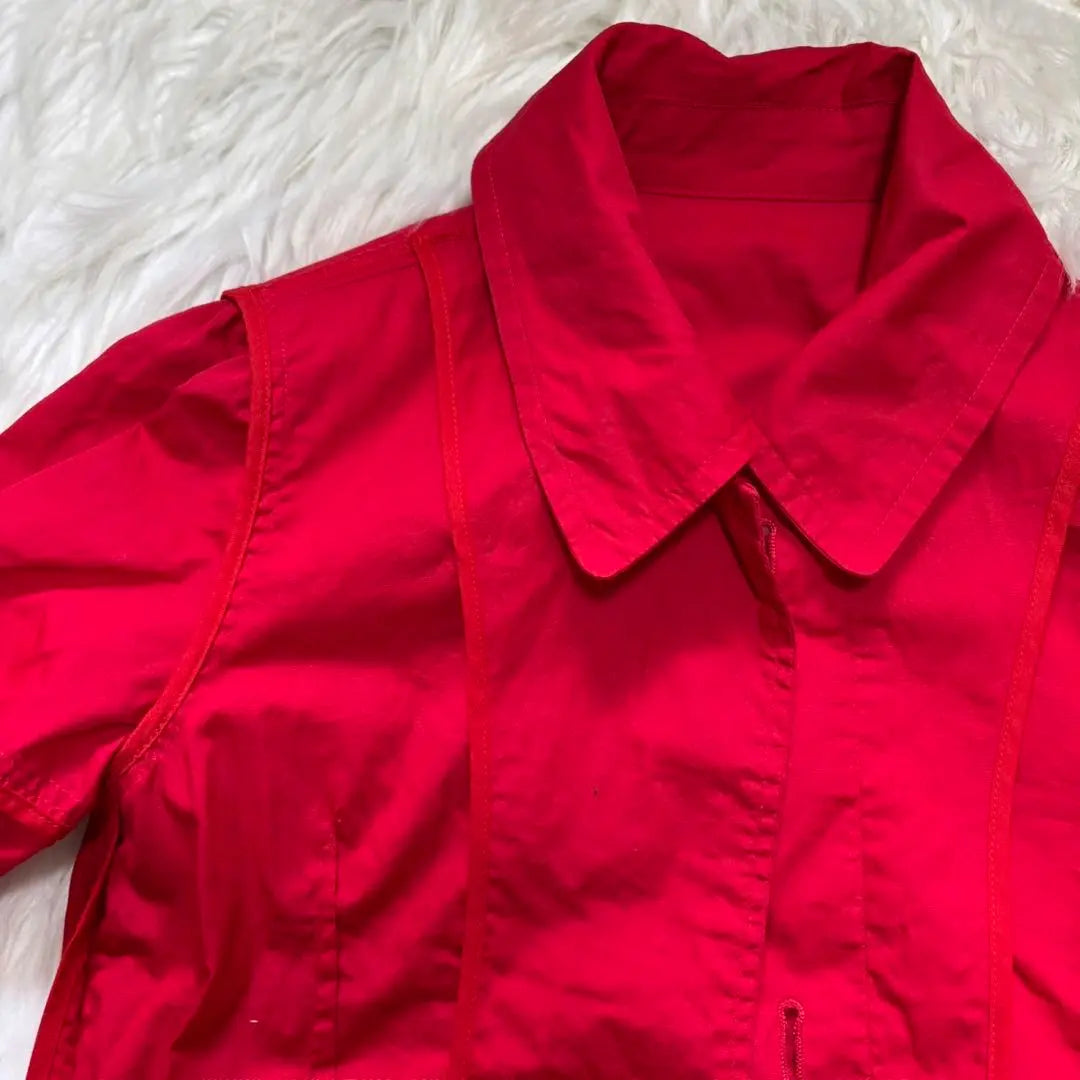 moussy trench coat style dress (1) red, flashy color, cotton, five-part sleeve