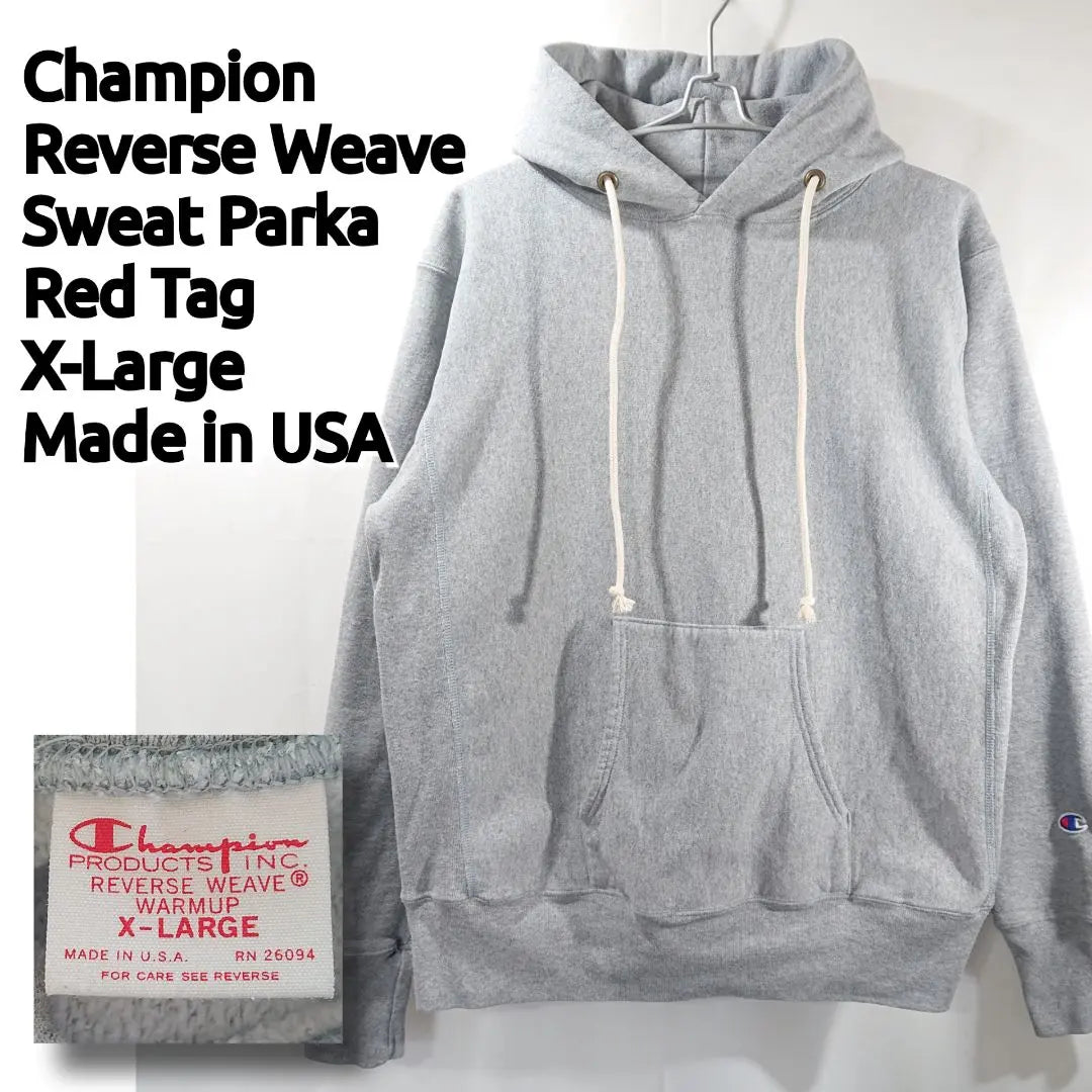 [Made in USA] Champion reverse weave sweatshirt hoodie/red tag/no eyes