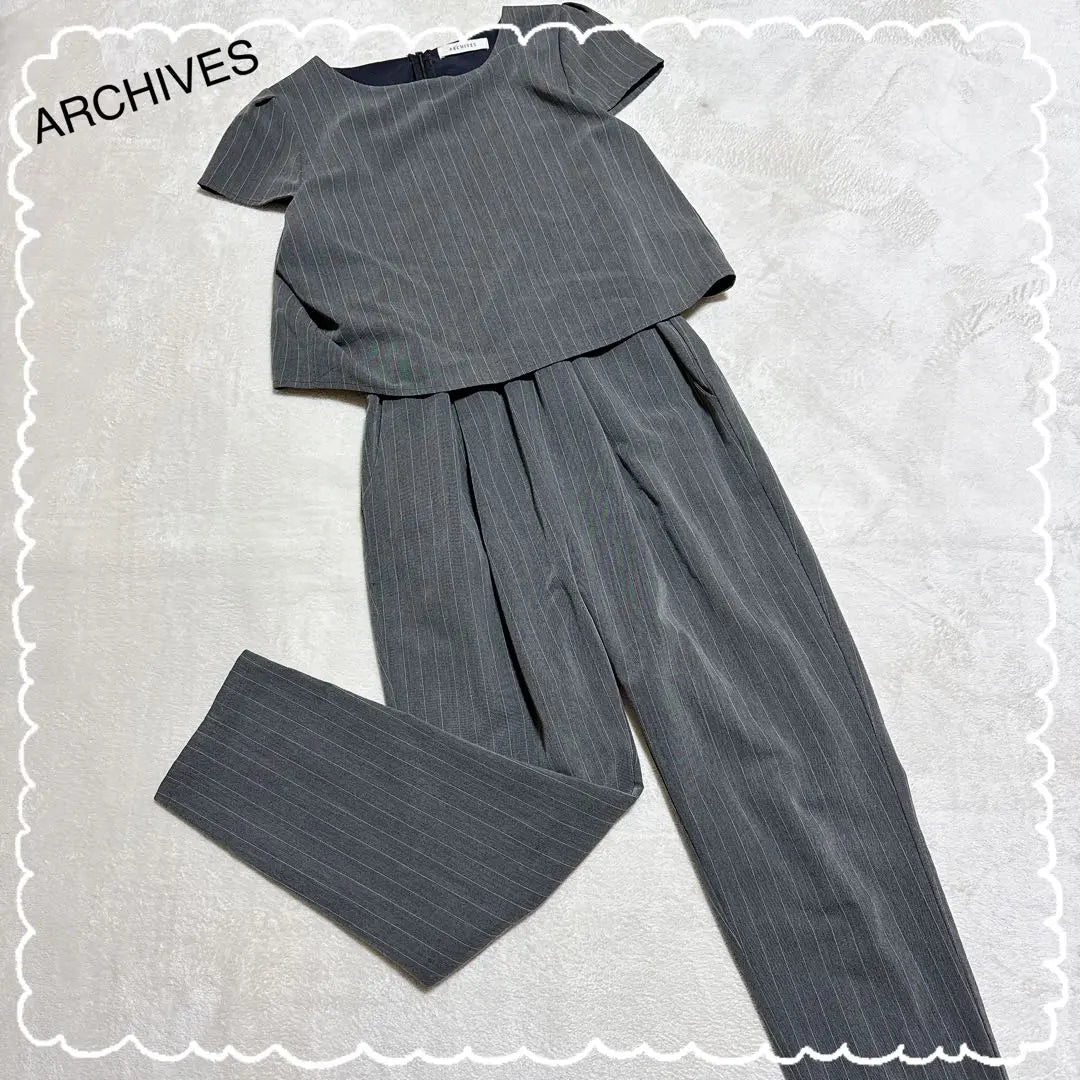 [Alceeve] All-in-one overalls, gray, striped pants