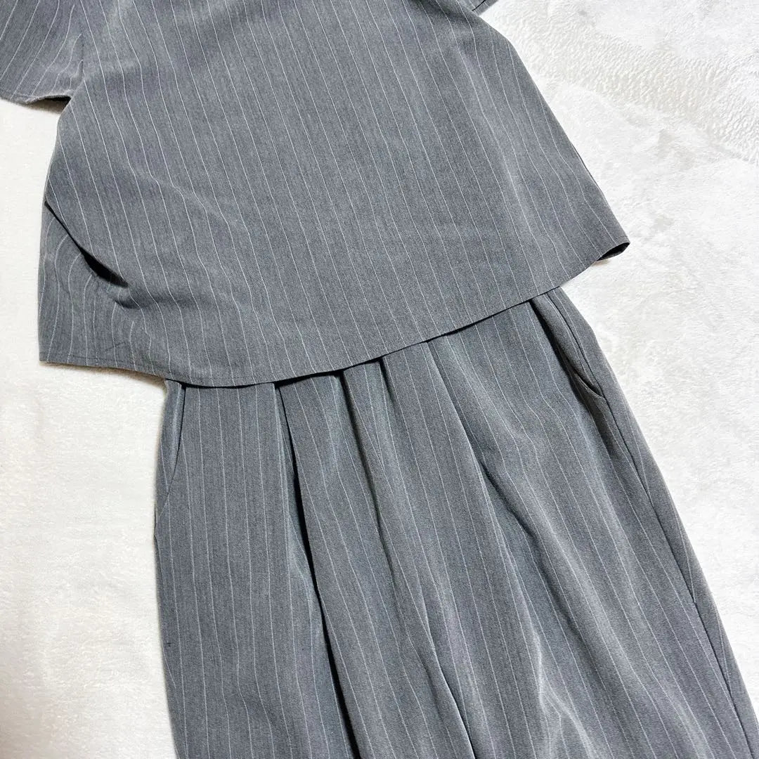 [Alceeve] All-in-one overalls, gray, striped pants