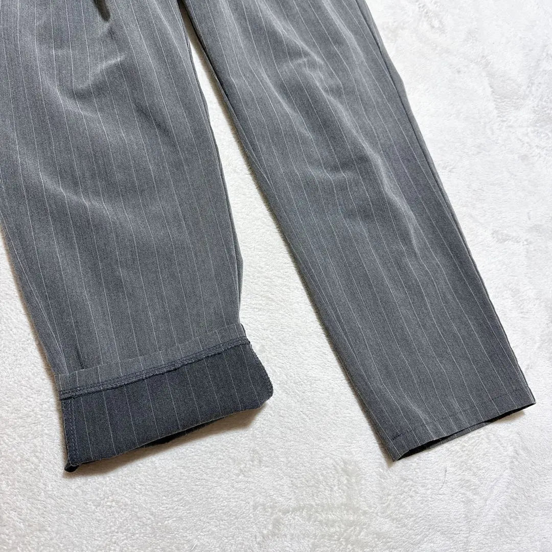 [Alceeve] All-in-one overalls, gray, striped pants