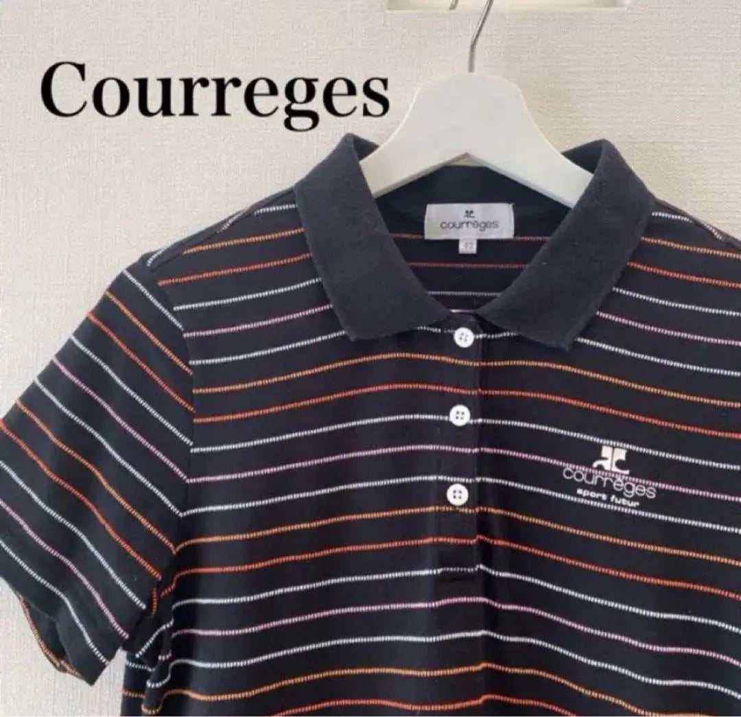 [Courreges] Logo striped polo shirt Golf