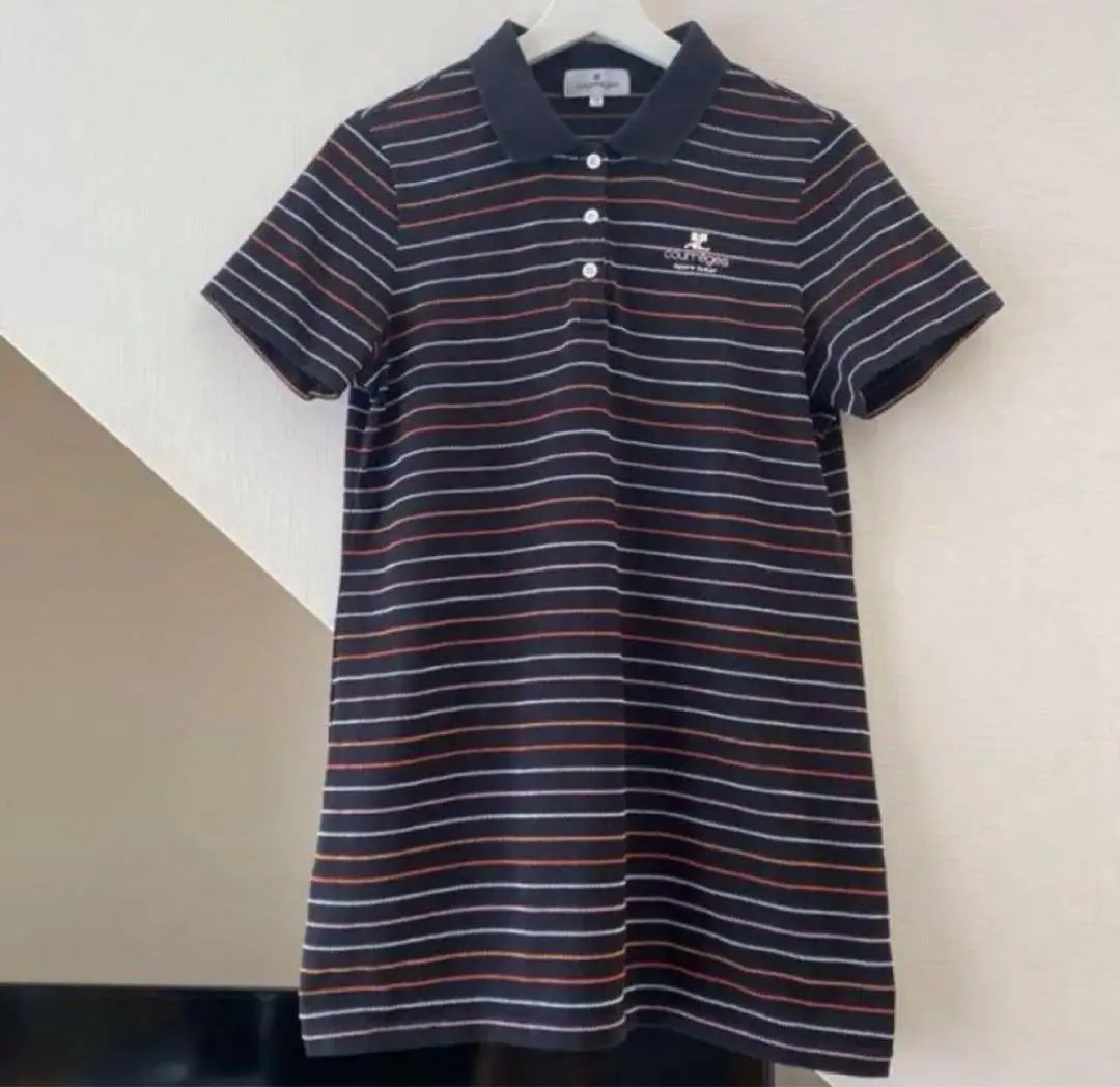 [Courreges] Logo striped polo shirt Golf