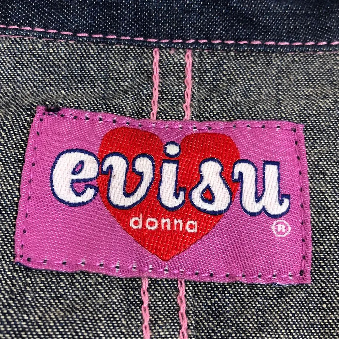 Beautiful condition ✨ EVISU denim jacket, seaweed, pink, stitching, L size