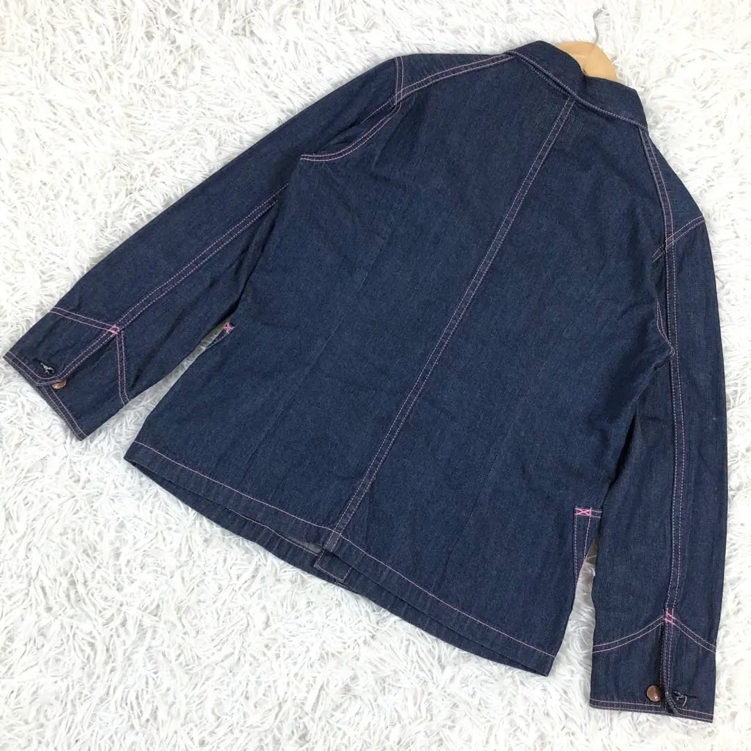 Beautiful condition ✨ EVISU denim jacket, seaweed, pink, stitching, L size