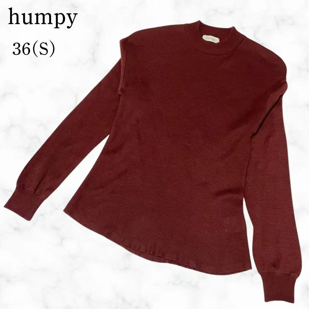 Humpy Women's Long Sleeve Knit Sweater High Neck Wine Red S