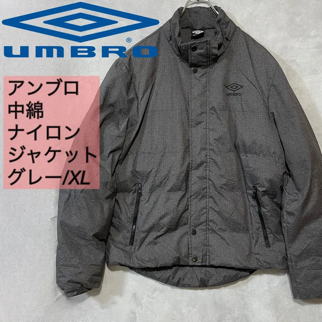 [e2708] Umbro batting nylon padded jacket gray XL black core