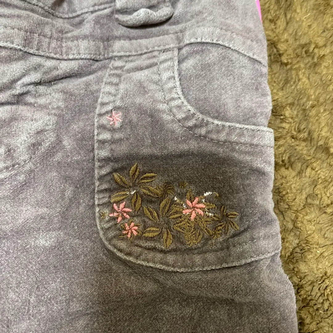 Gray floral embroidery flared pants 95cm