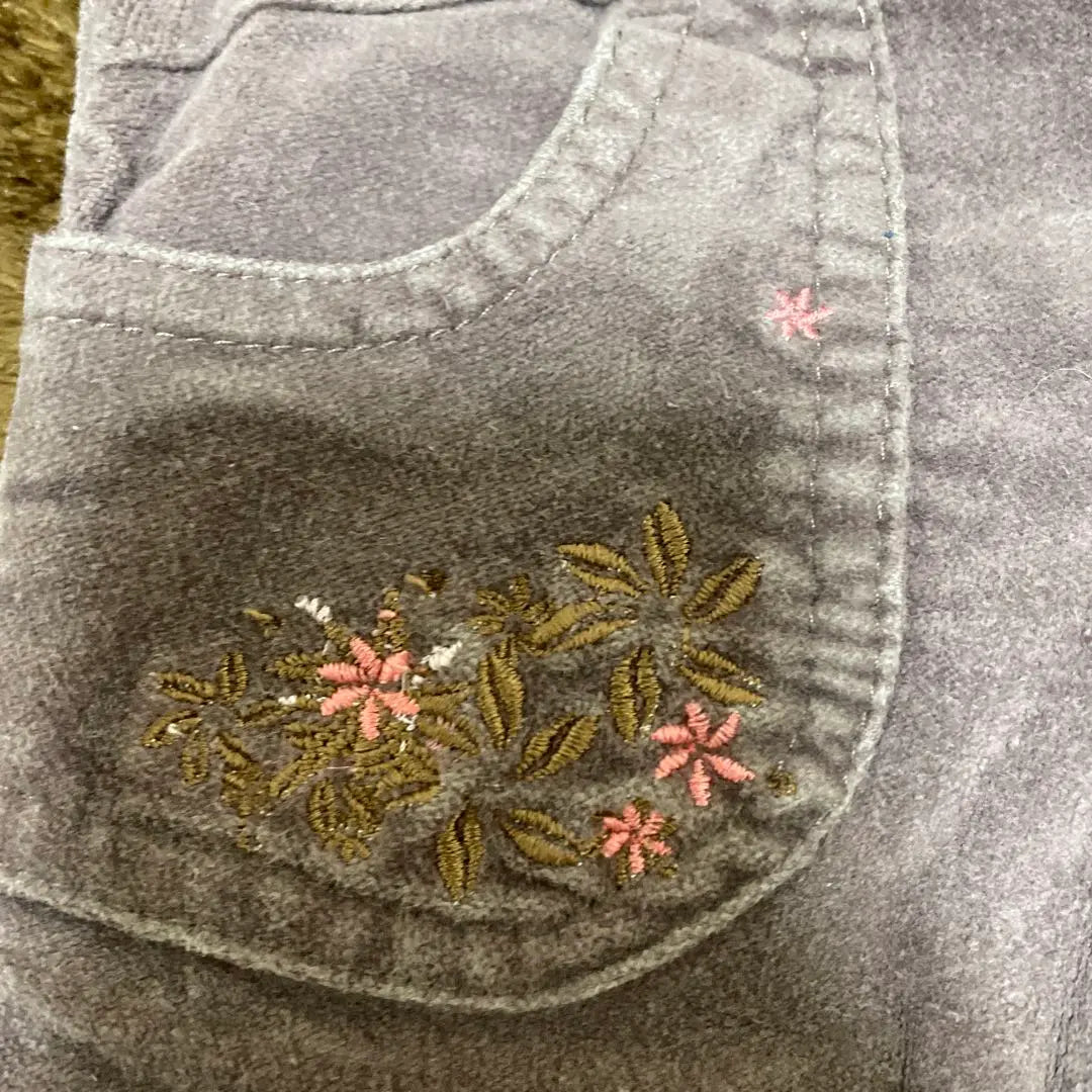 Gray floral embroidery flared pants 95cm