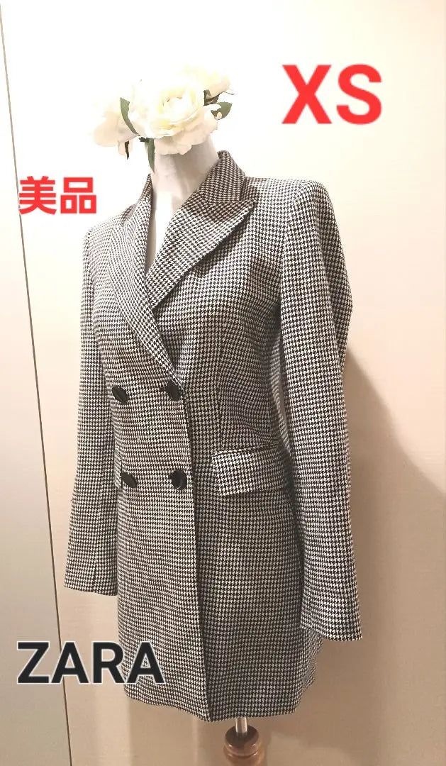 ZARA XS Double Breasted Check Jacket