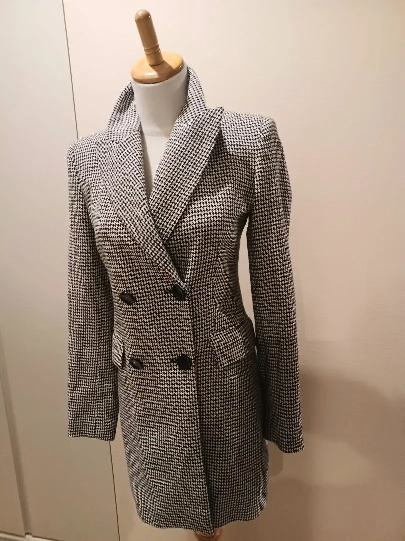 ZARA XS Double Breasted Check Jacket