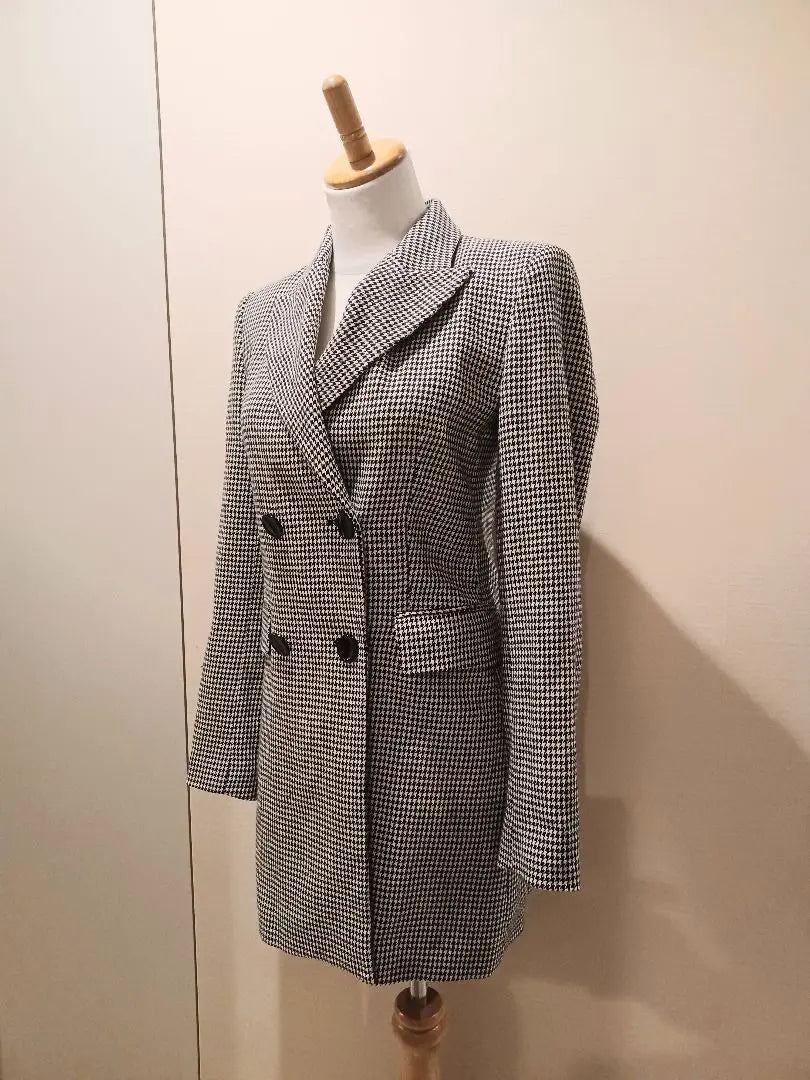 ZARA XS Double Breasted Check Jacket