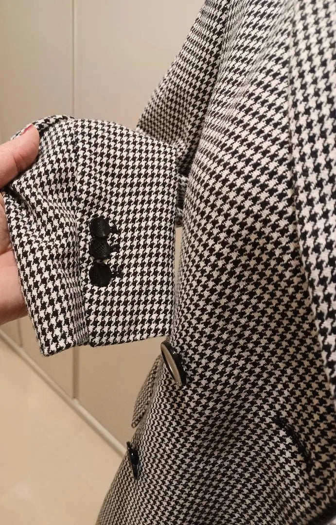 ZARA XS Double Breasted Check Jacket