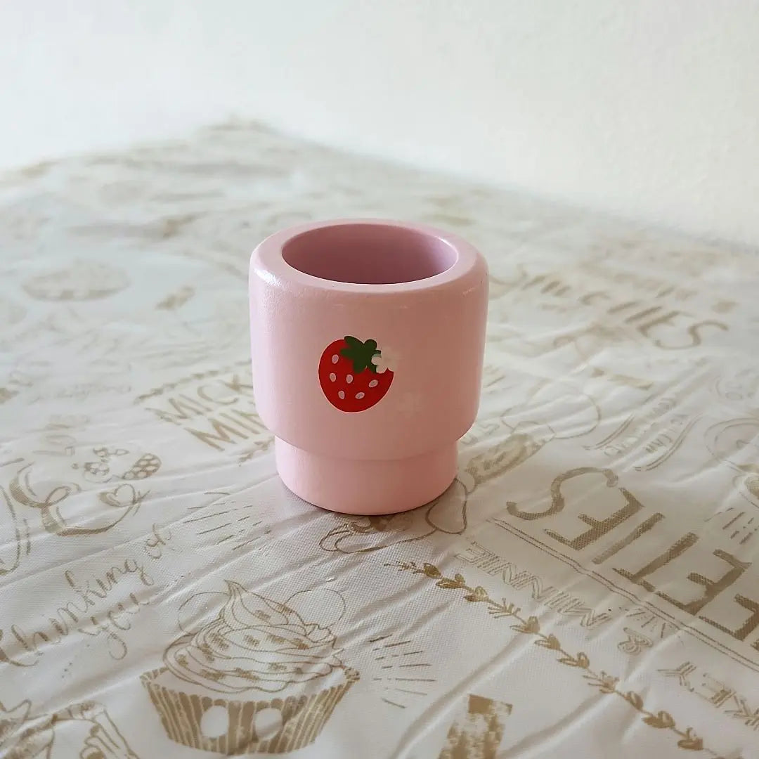 Play cup ㊹ Mother Garden Pink Strawberry pattern Floral pattern Glass-shaped No handle