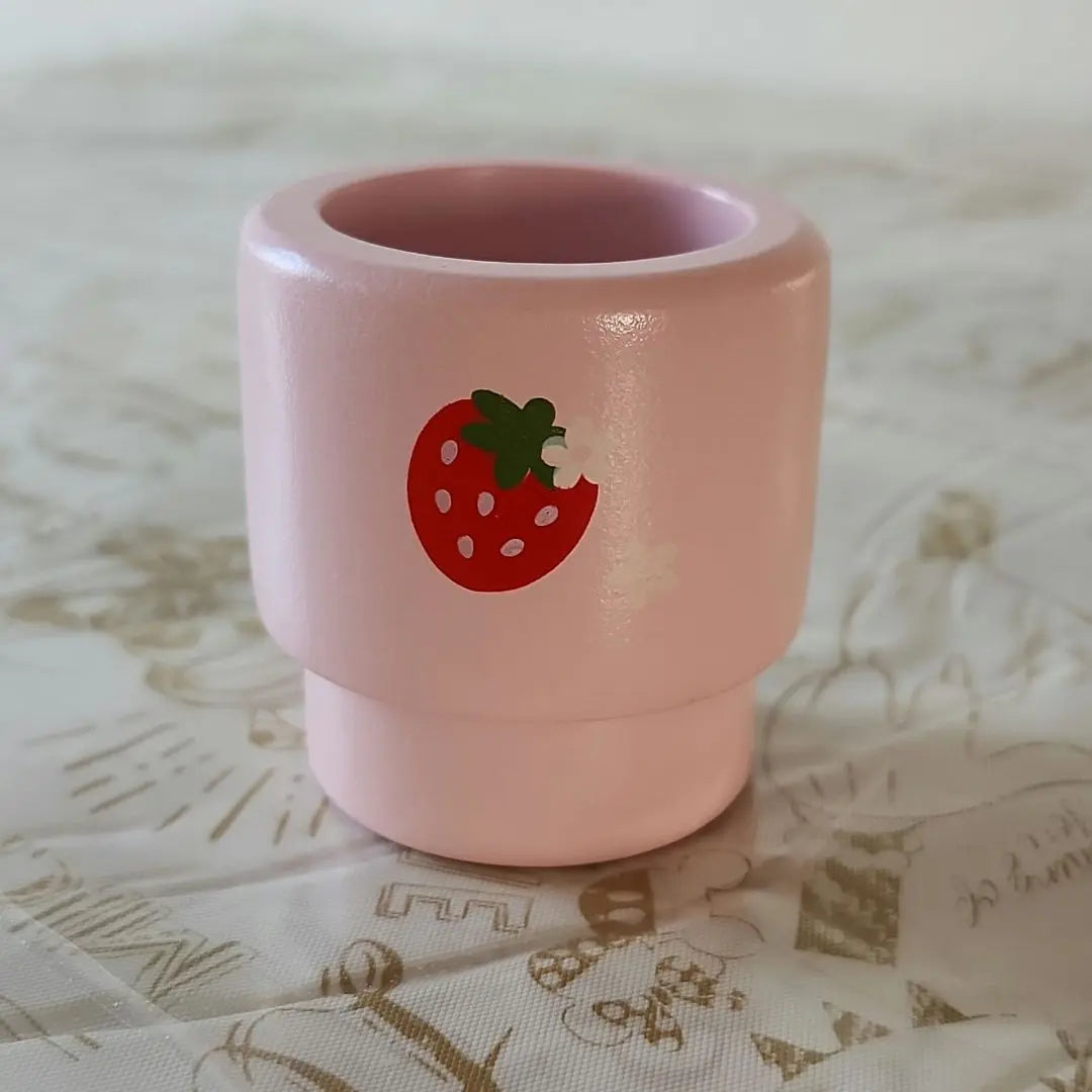 Play cup ㊹ Mother Garden Pink Strawberry pattern Floral pattern Glass-shaped No handle