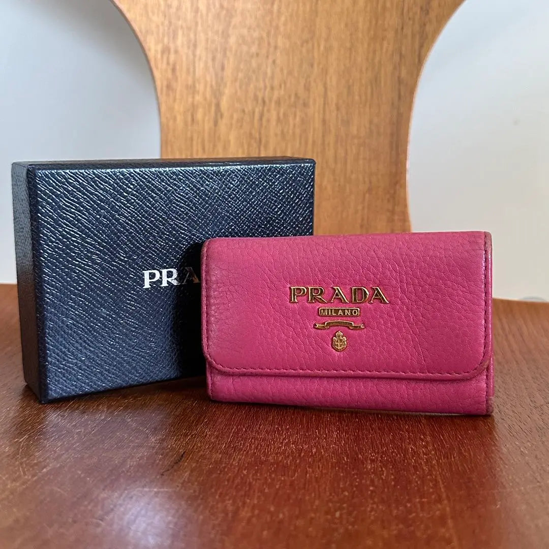 PRADA Prada Key Case Leather Pink BB40