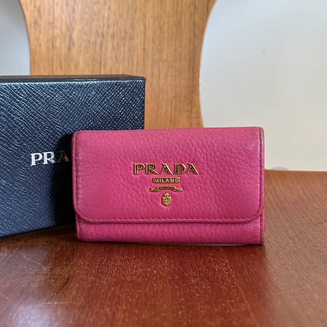 PRADA Prada Key Case Leather Pink BB40