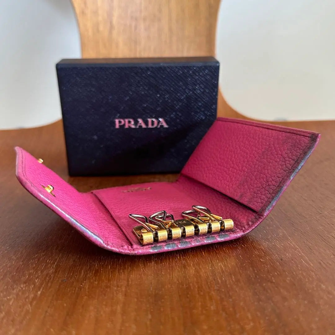 PRADA Prada Key Case Leather Pink BB40