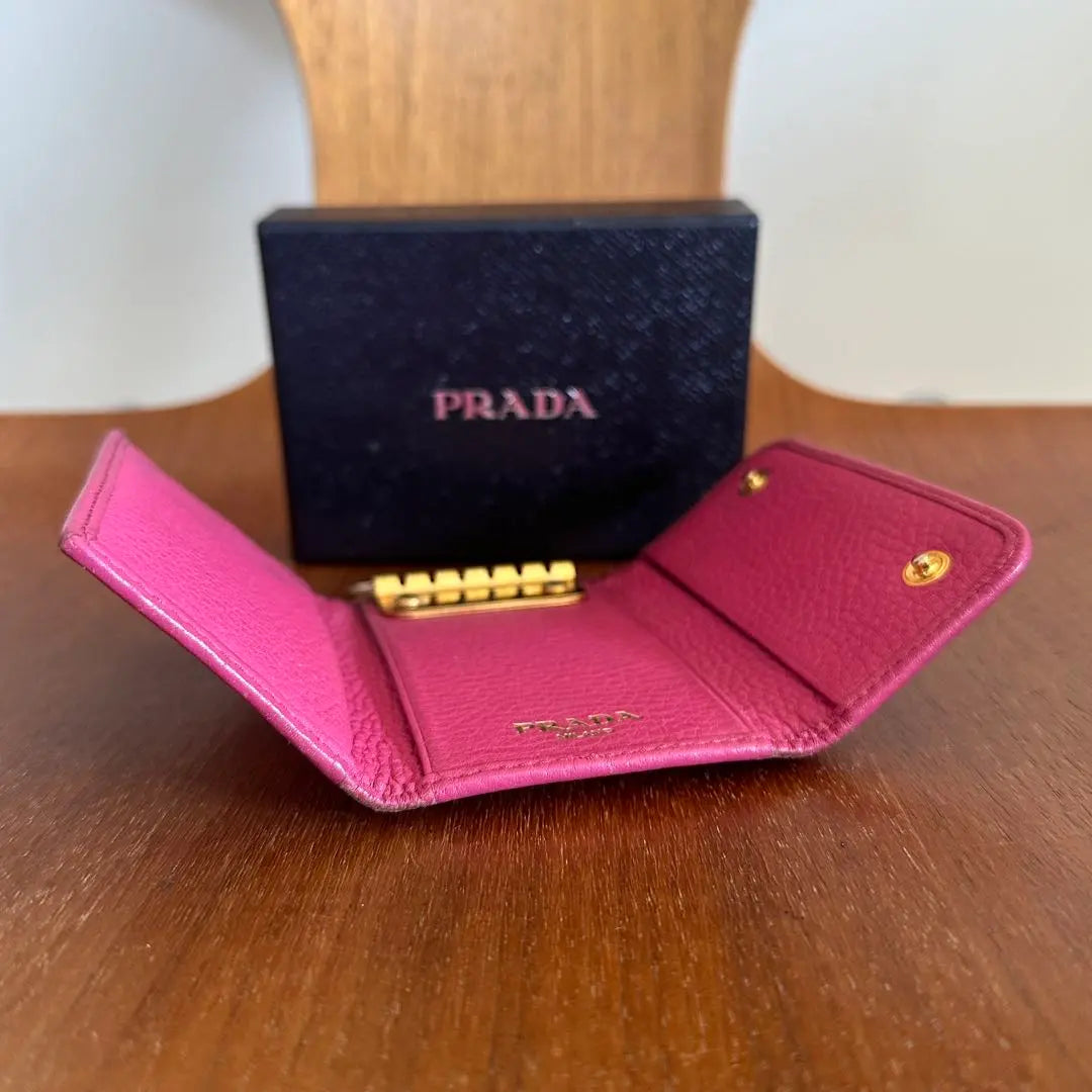 PRADA Prada Key Case Leather Pink BB40