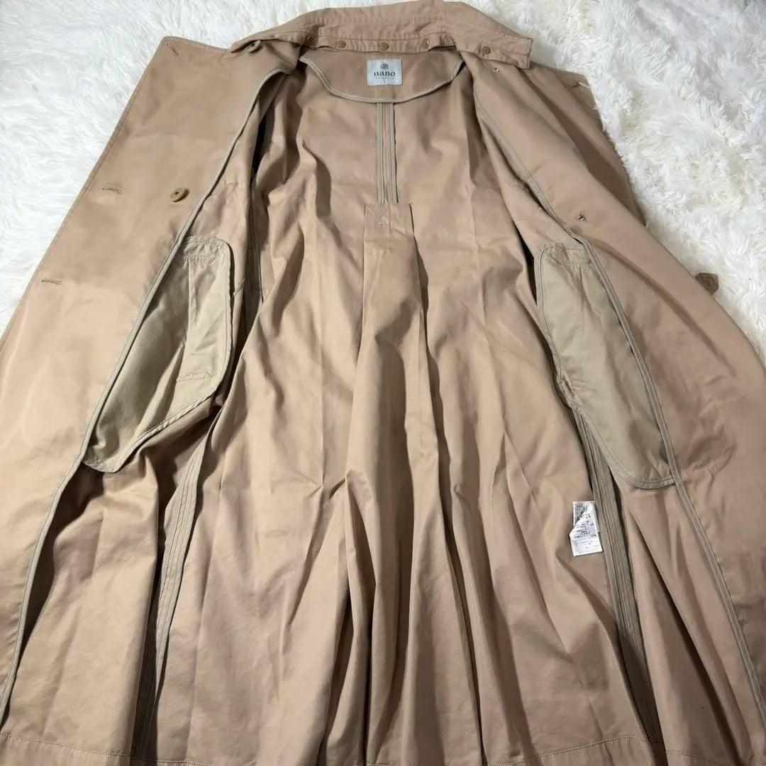 [Good condition] Nano Double Button Spring Coat with Belt, Removable Collar Shoulder Belt