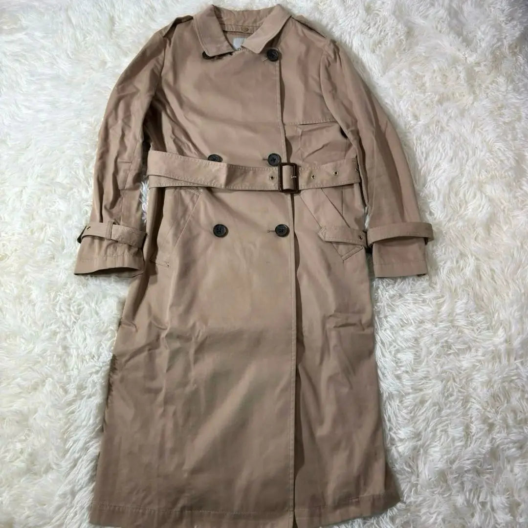 [Good condition] Nano Double Button Spring Coat with Belt, Removable Collar Shoulder Belt