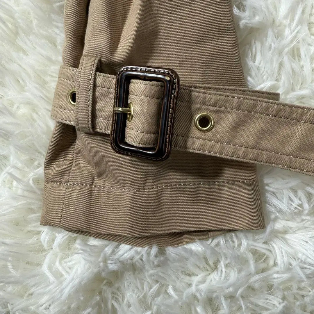 [Good condition] Nano Double Button Spring Coat with Belt, Removable Collar Shoulder Belt