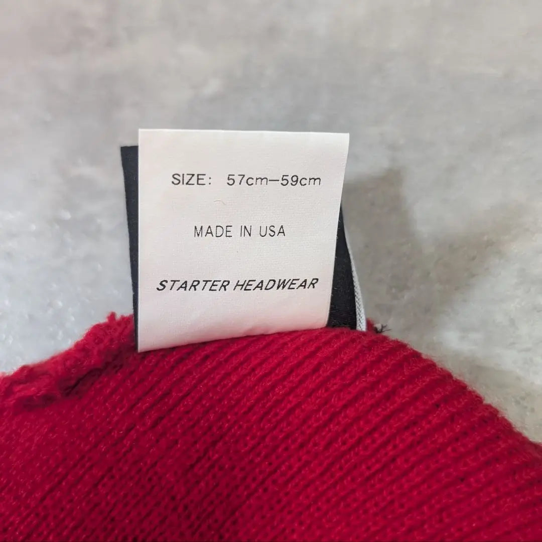 Starter red knit hat logo embroidery