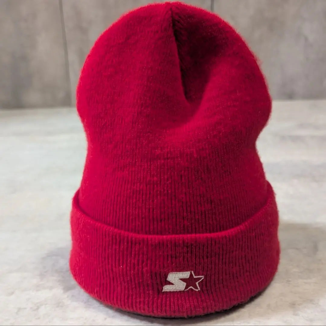 Starter red knit hat logo embroidery