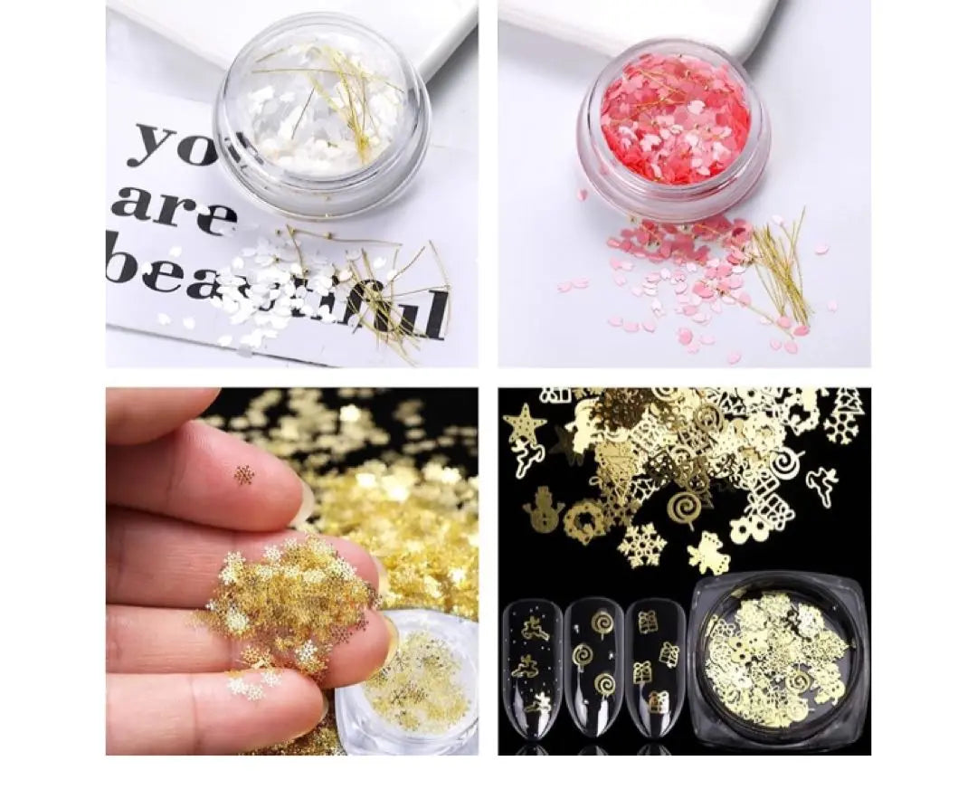 Nail parts Glitter Art Glitter Deco Cherry Blossom Snow Star Pink White Gold