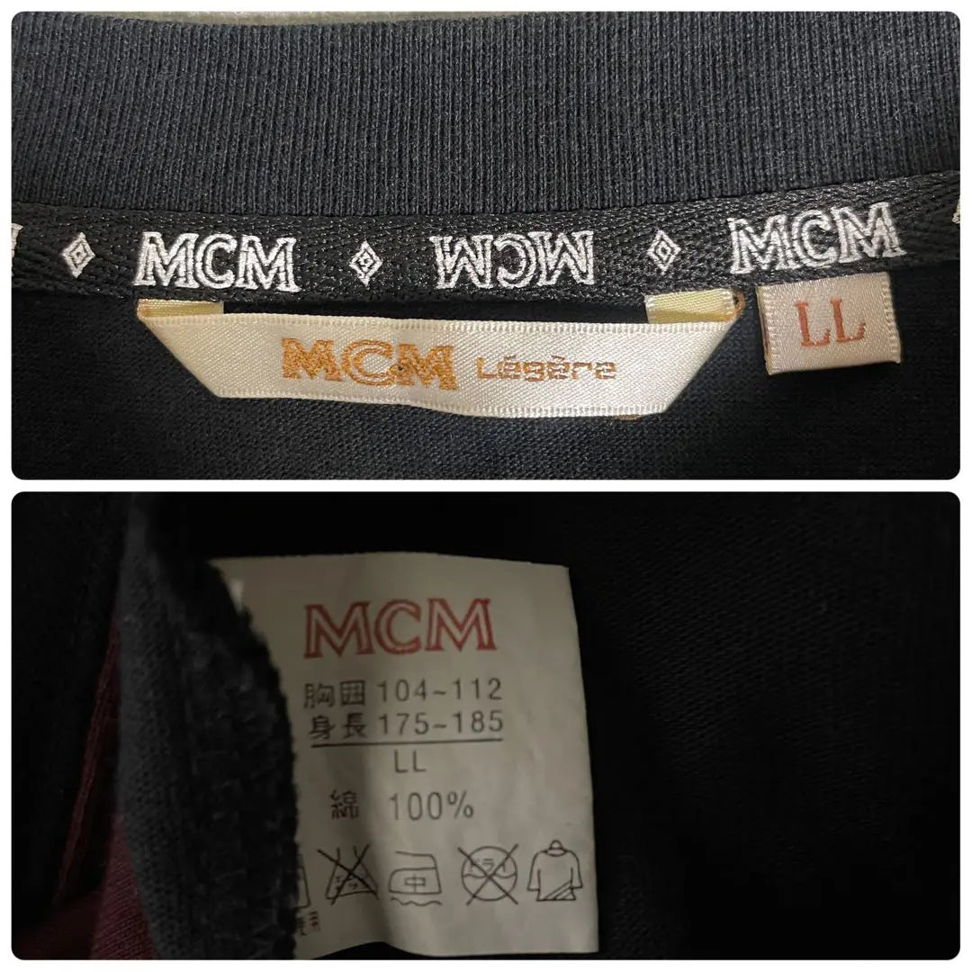 [Ropa vieja] MCM setup camiseta manga corta estampado línea gruesa negro burdeos | [古着]MCM セットアップ 半袖 Tシャツ プリント 太ライン 黒 ボルドー