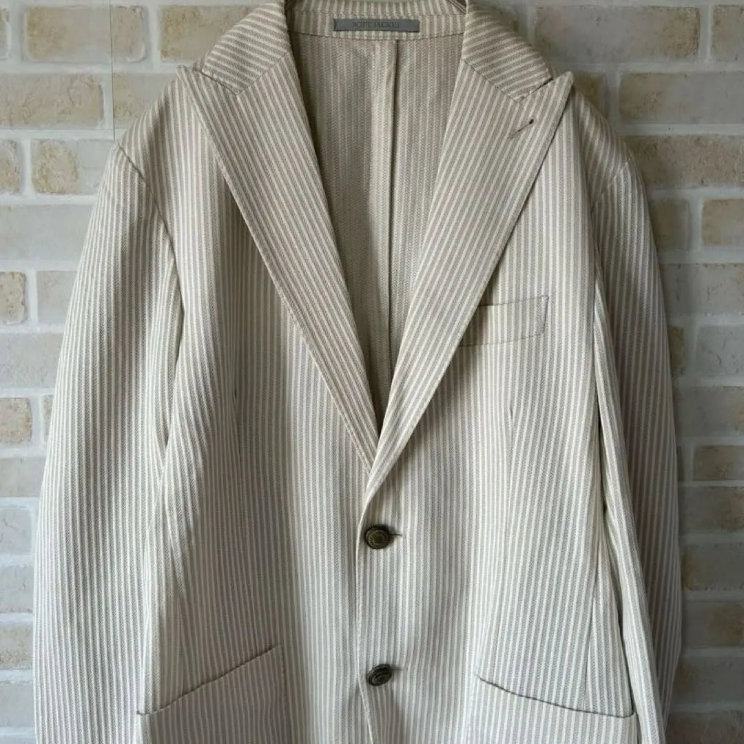 a0005 [Eleventi] Jacket Men's Jacket Striped Pattern Elegant