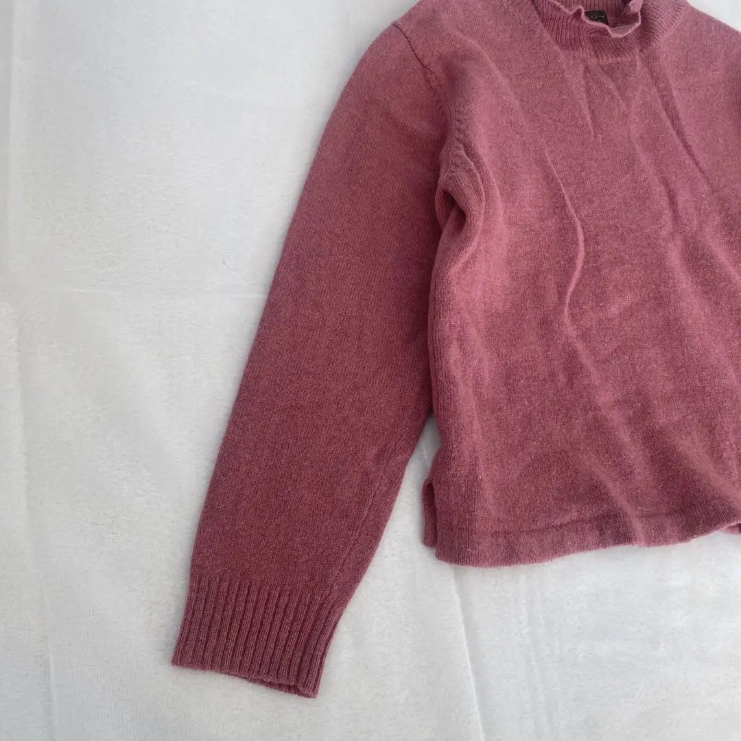 n2377 Creosan High Neck Knit Wool Loose L Size Pink