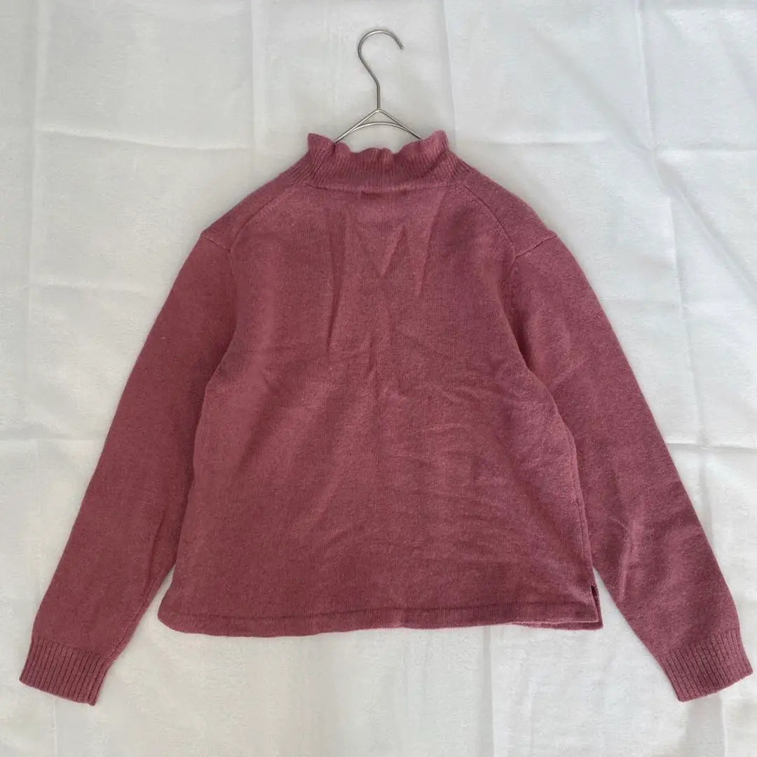 n2377 Creosan High Neck Knit Wool Loose L Size Pink