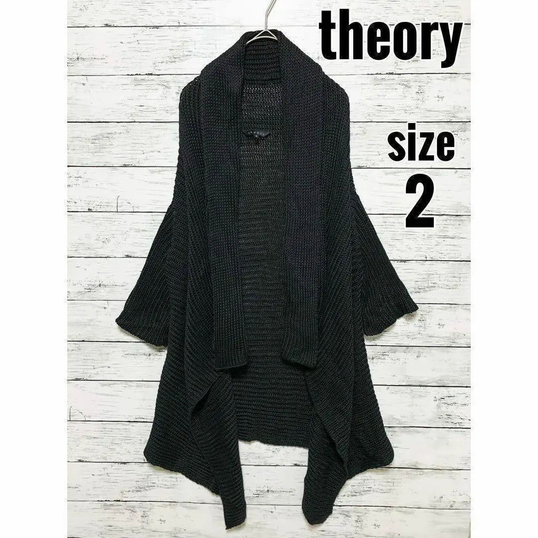 Theory Cardigan Knit Black Linen Linen Short Sleeve [2]