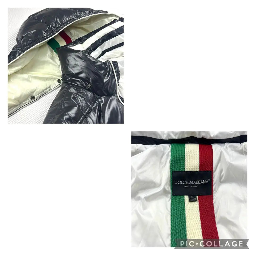 Chaqueta de plumas Dolce &amp; Gabbana con placa de logotipo tricolor XL