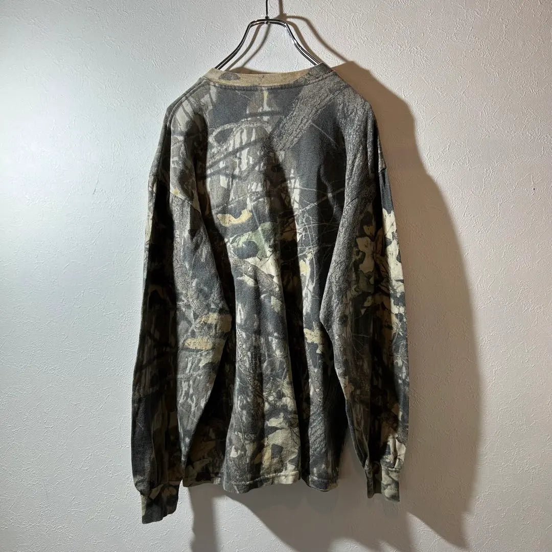 Patrón de camuflaje JerzeeS Manga larga cortada y cosida Pato de árbol real talla M 90s | Jerzees 迷彩柄 長袖カットソー リアルツリーカモ サイズM 90s