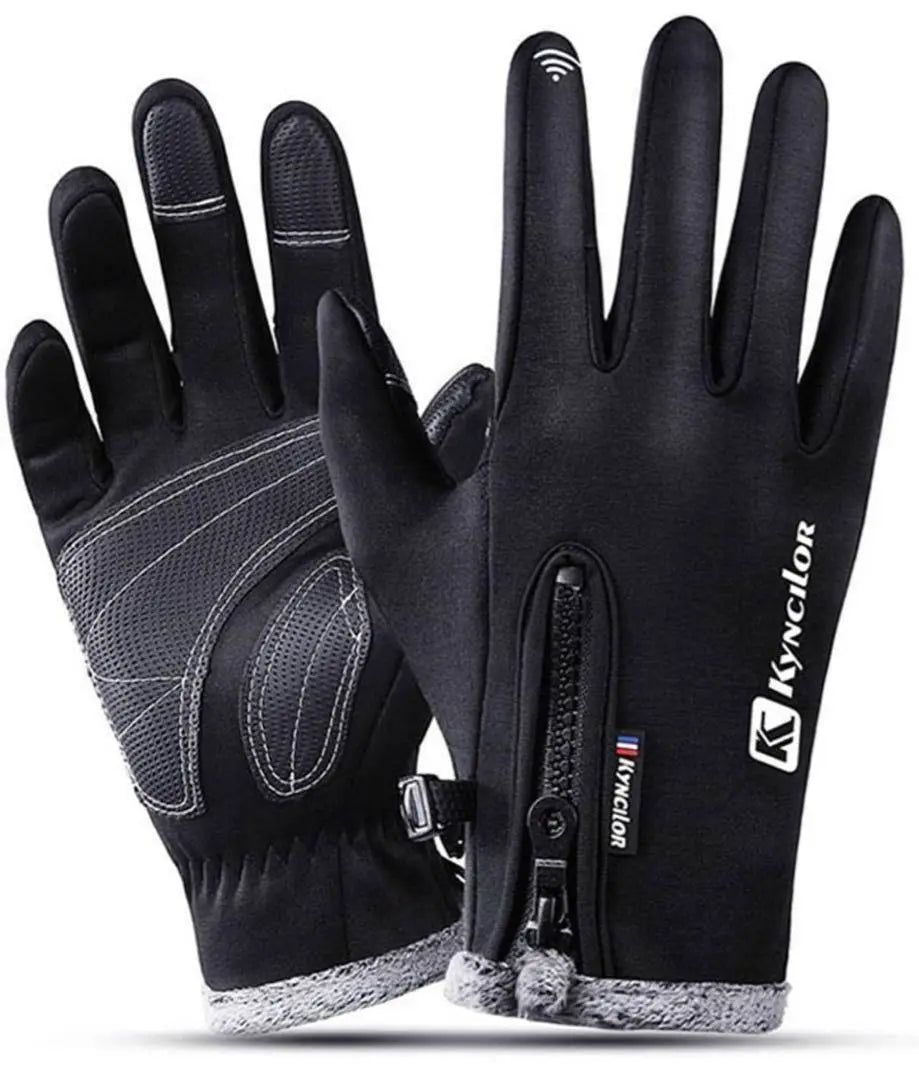 Guantes a prueba de viento para hombre, guantes de polar con dedos completos, talla M