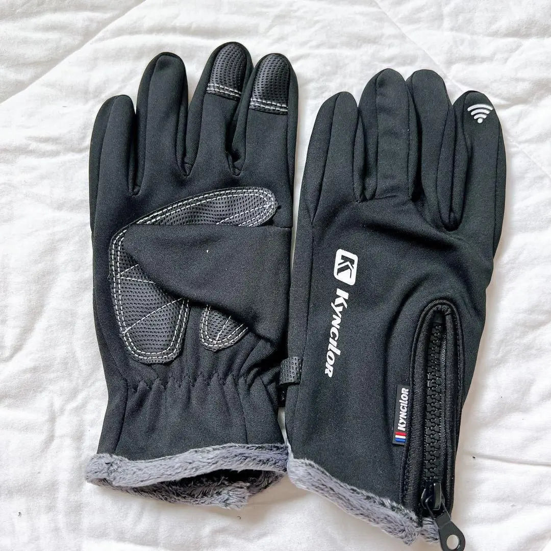 Guantes a prueba de viento para hombre, guantes de polar con dedos completos, talla M