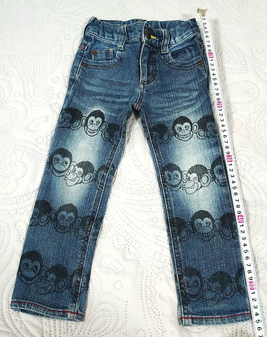 [WASK] Monkey pattern denim pants 100cm bebe long pants