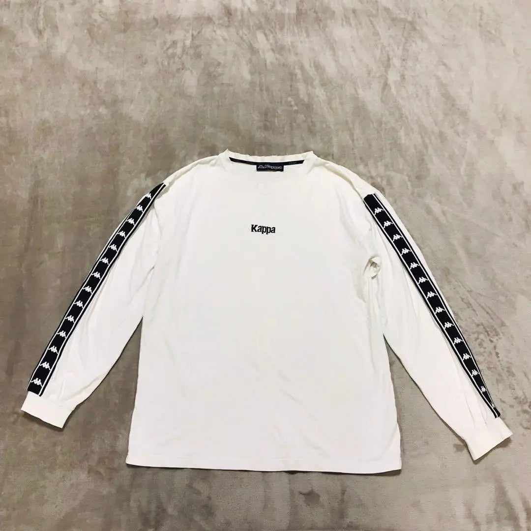 Kappa, sleeve tape logo embroidered thick long T-shirt (L) cut and sew, bicolor, color scheme