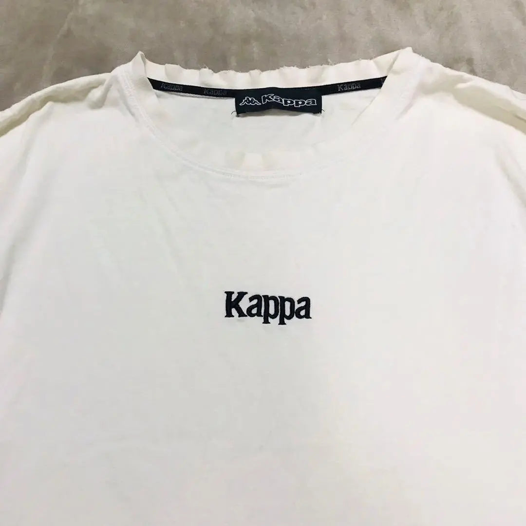 Kappa, sleeve tape logo embroidered thick long T-shirt (L) cut and sew, bicolor, color scheme