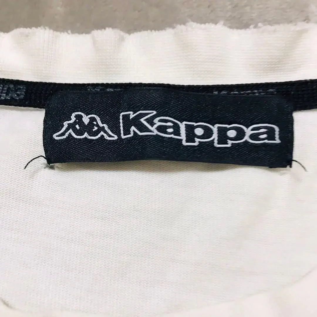 Kappa, sleeve tape logo embroidered thick long T-shirt (L) cut and sew, bicolor, color scheme