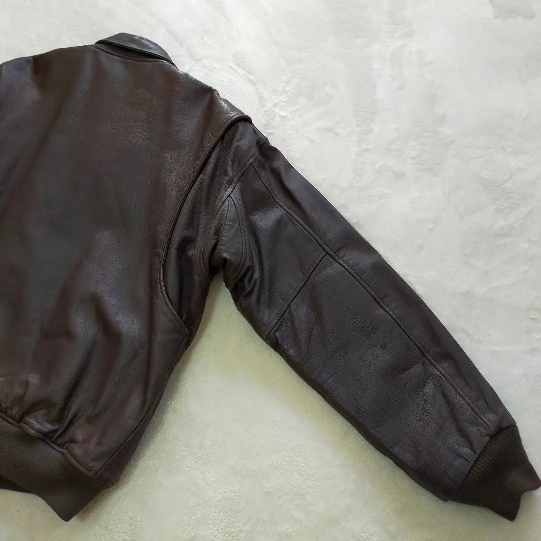 90S AVIREX B-7 Leather Jacket Short Length Leather Flight Jacket