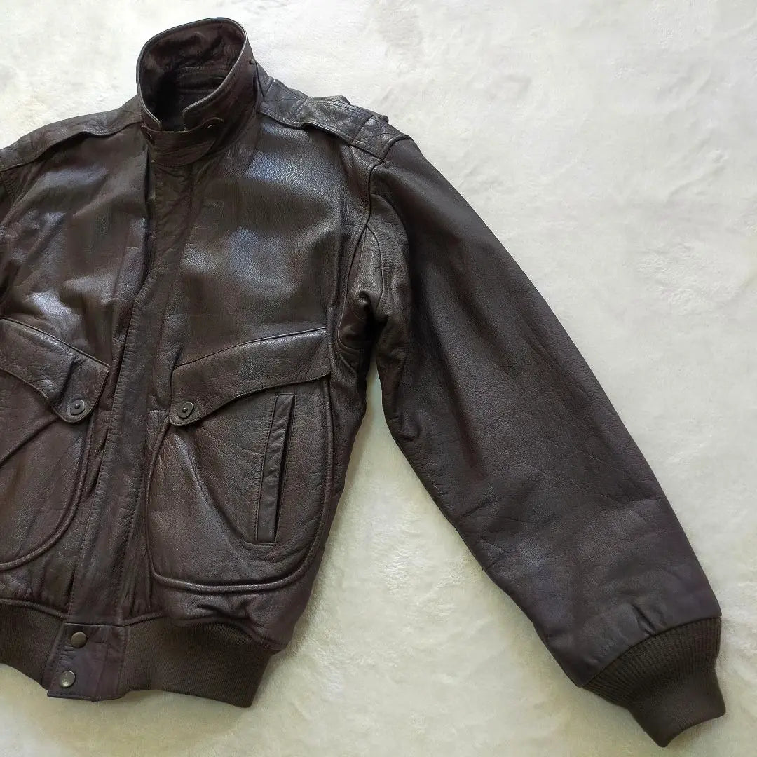 90S AVIREX B-7 Leather Jacket Short Length Leather Flight Jacket