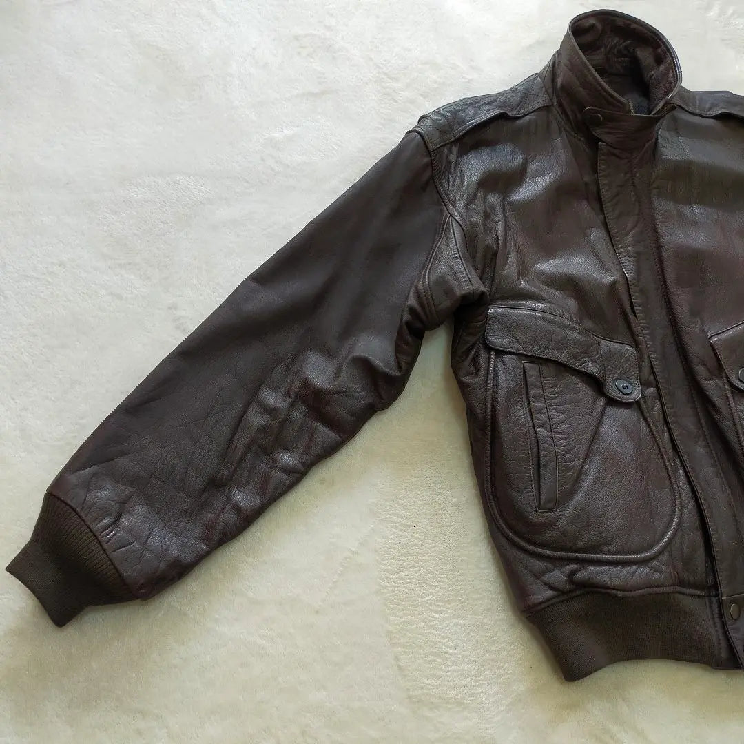 90S AVIREX B-7 Leather Jacket Short Length Leather Flight Jacket