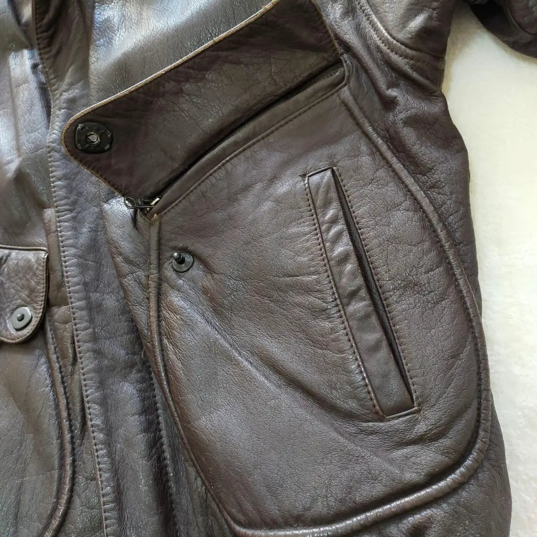 90S AVIREX B-7 Leather Jacket Short Length Leather Flight Jacket