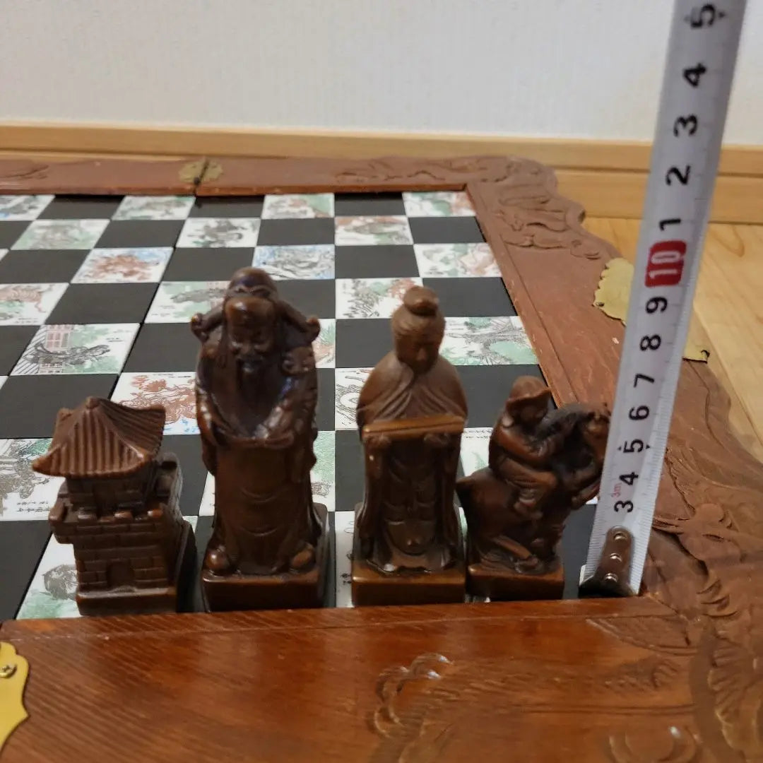 Chess set Terracotta Warrior Antique Chess Figurine Retro style Wooden tableboard | チェスセット　兵馬俑アンティーク チェス 置物 レトロ調 木製テーブルボード